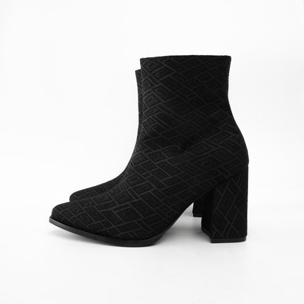 Botines de tacón negros tipo tela