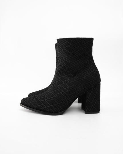 Botines de tacón negros tipo tela