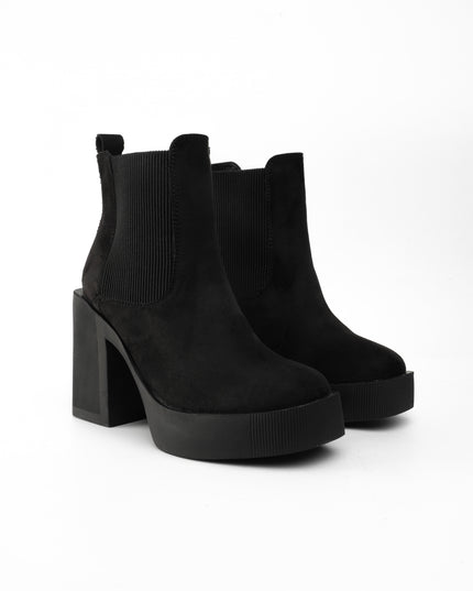 Botines negros tacón ancho gamuza