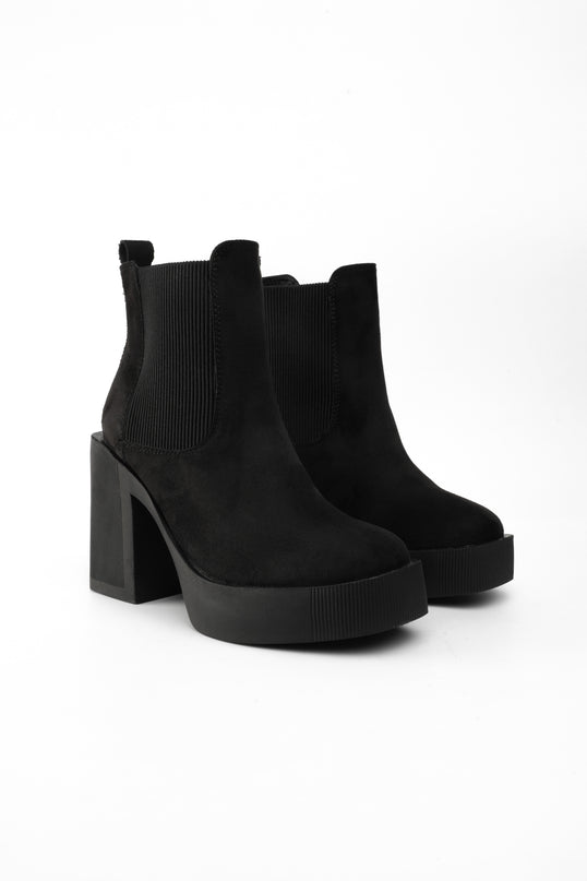 Botines negros tacón ancho gamuza
