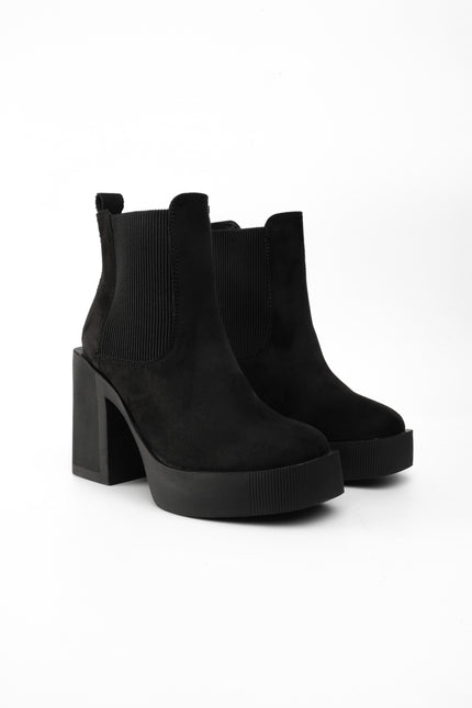 Botines negros tacón ancho gamuza