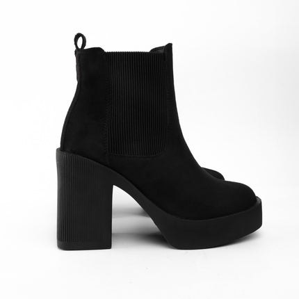 Botines negros tacón ancho gamuza