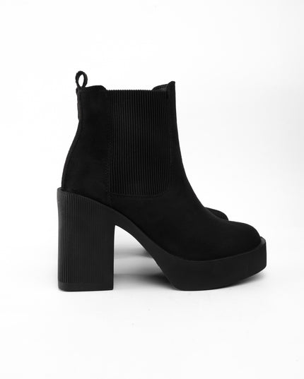 Botines negros tacón ancho gamuza