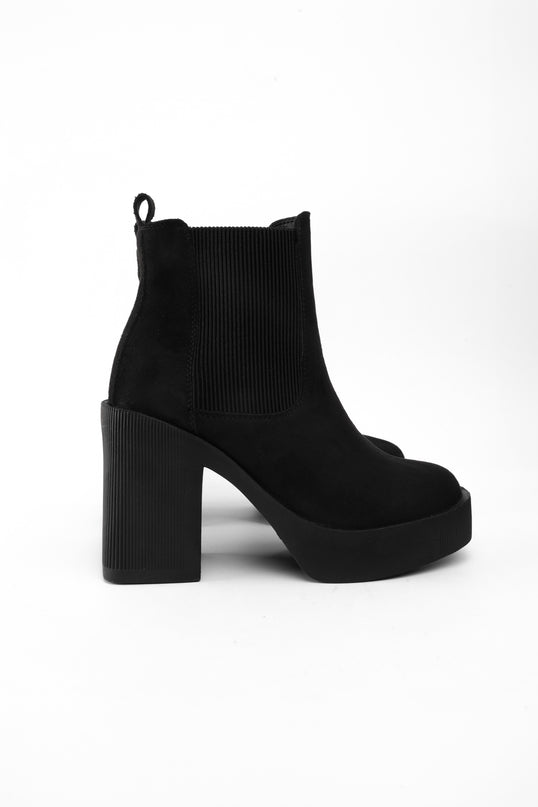 Botines negros tacón ancho gamuza