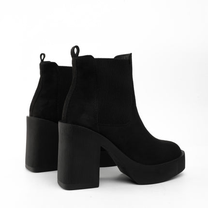 Botines negros tacón ancho gamuza