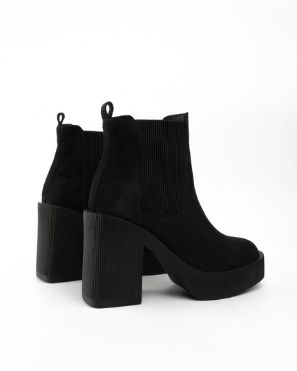 Botines negros tacón ancho gamuza