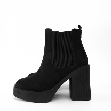 Botines negros tacón ancho gamuza