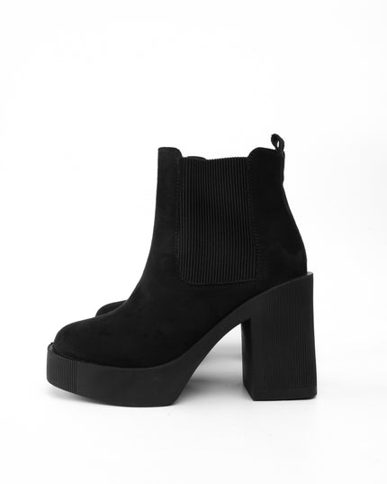 Botines negros tacón ancho gamuza