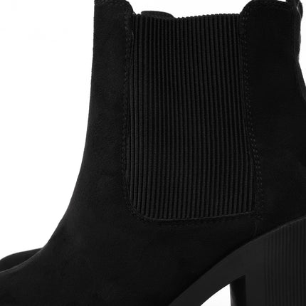 Botines negros tacón ancho gamuza