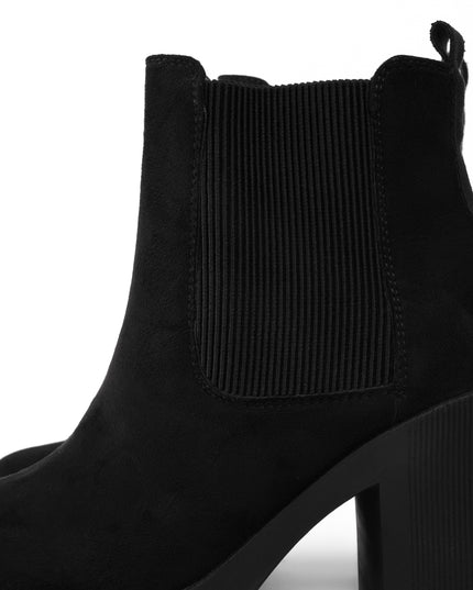 Botines negros tacón ancho gamuza
