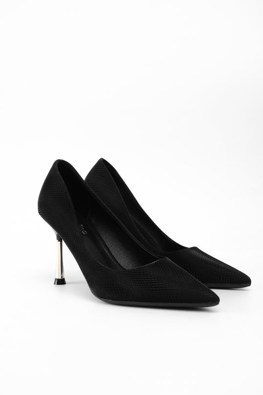 Tacón negro aplique mariposa