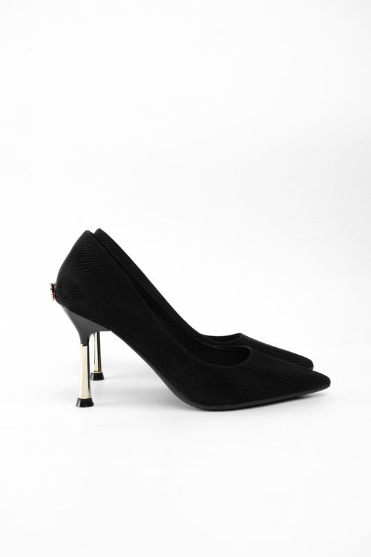 Tacón negro aplique mariposa