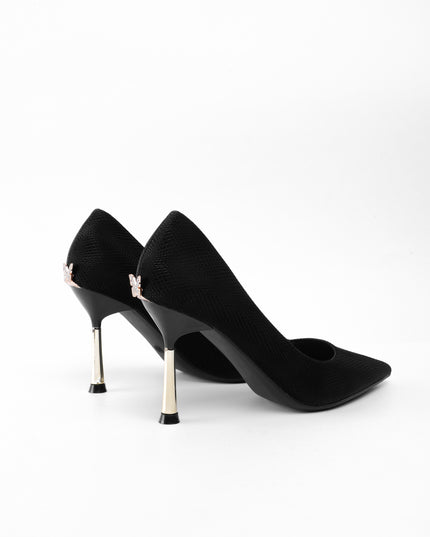 Tacón negro aplique mariposa