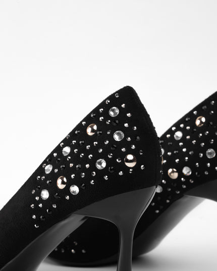 Tacón negro apliques plata