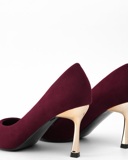 Tacón vinotinto punta dorada
