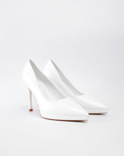 Tacón blanco charol alto