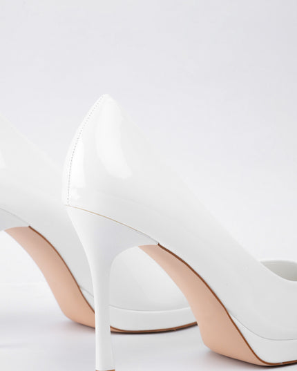 Tacón blanco charol alto