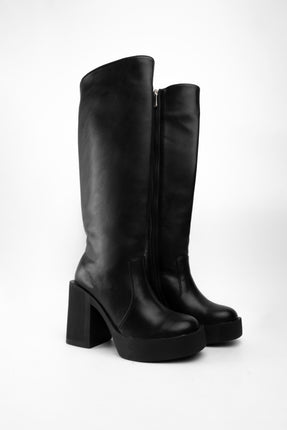 Bota larga negra tacón ancho