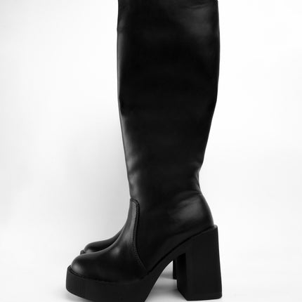 Bota larga negra tacón ancho