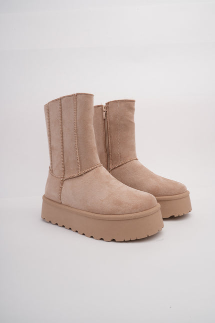 Botas tipo invierno arena x peluche interno