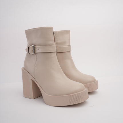 Botines hueso tacón ancho