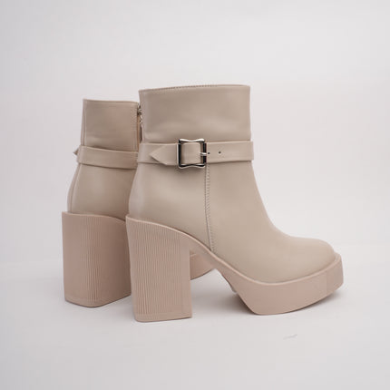 Botines hueso tacón ancho