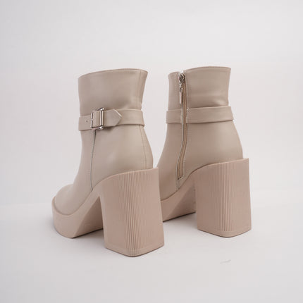 Botines hueso tacón ancho