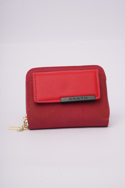 Billetera cuadrada rojo con diseño frontal