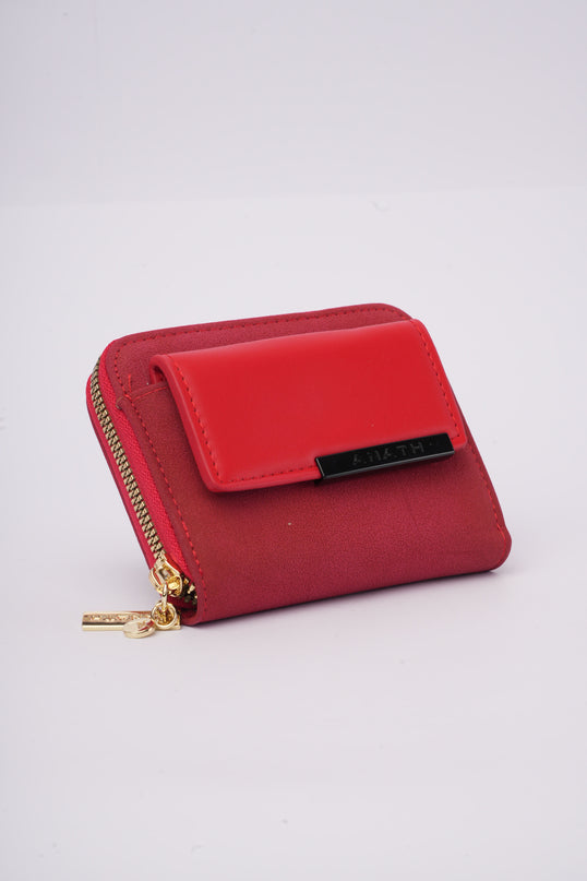 Billetera cuadrada rojo con diseño frontal