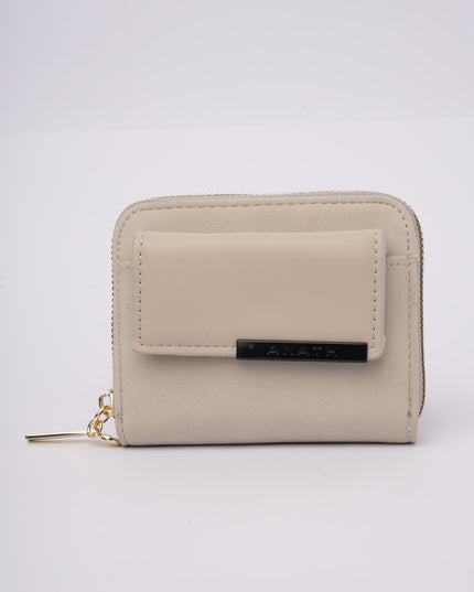 Billetera cuadrada gris con diseño frontal