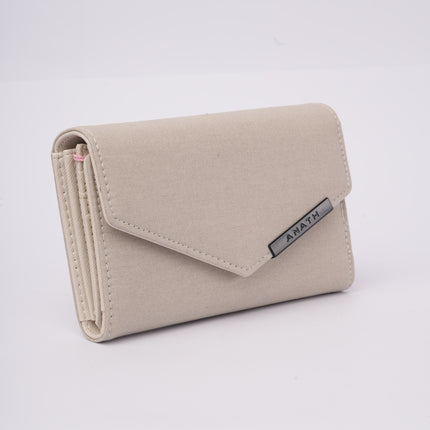 Billetera beige cierre punta