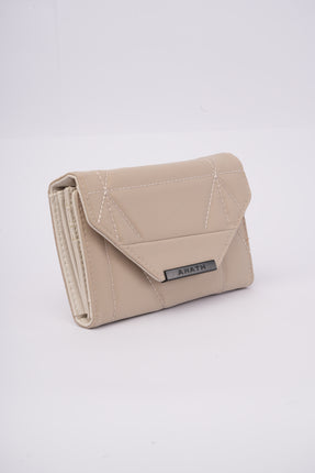 Billetera beige con cierre
