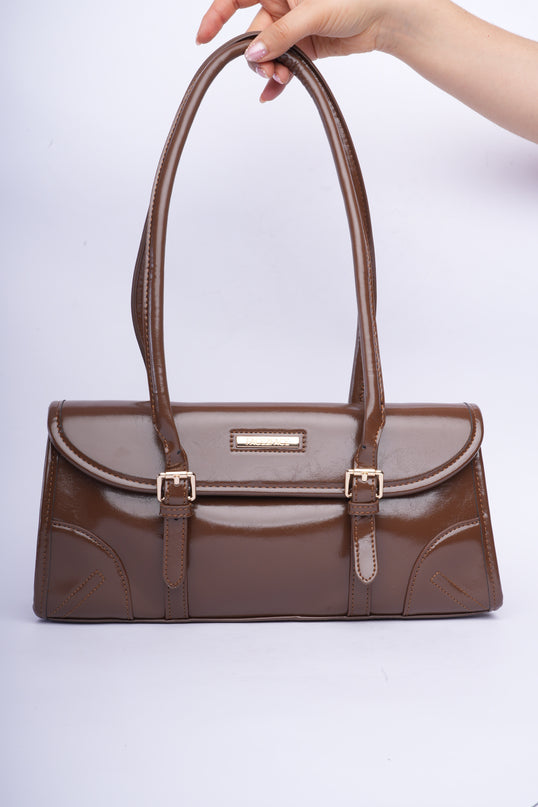 Bolso brillante café trendy