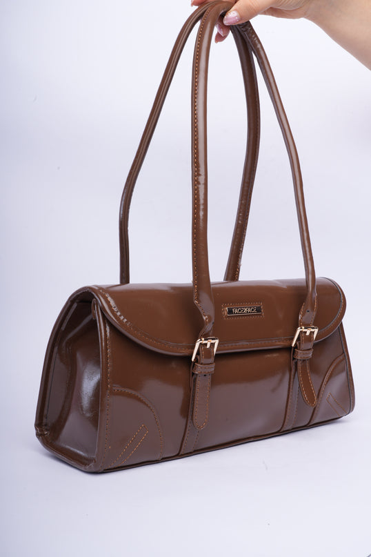 Bolso brillante café trendy