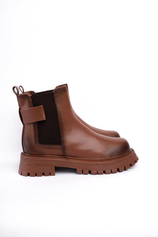 Botines café x elástico