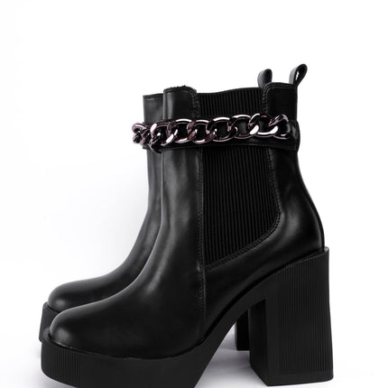 Botines negros tacón ancho x cadena