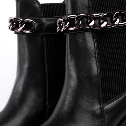 Botines negros tacón ancho x cadena