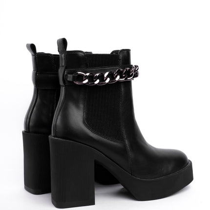 Botines negros tacón ancho x cadena