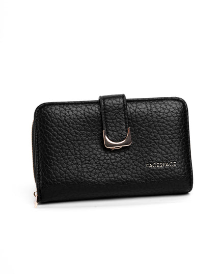 Billetera negra con broche