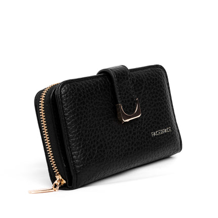Billetera negra con broche
