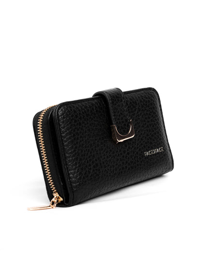 Billetera negra con broche