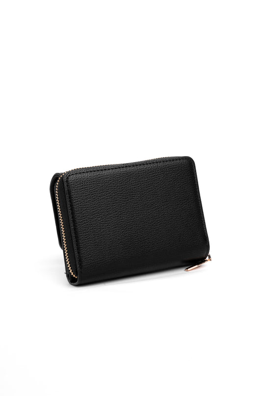 Billetera pequeña negra con broche