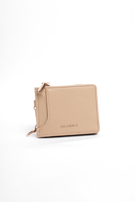 Billetera pequeña beige x cremallera