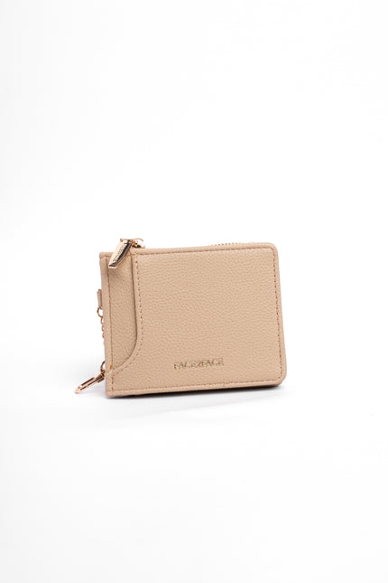 Billetera pequeña beige x cremallera