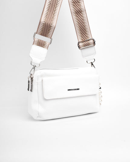 Bolso mediano blanco con correa