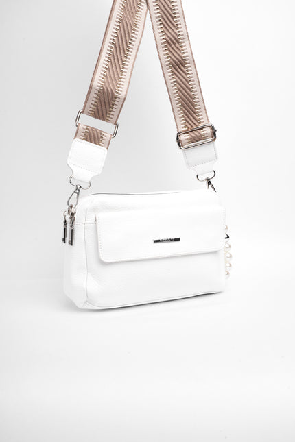 Bolso mediano blanco con correa