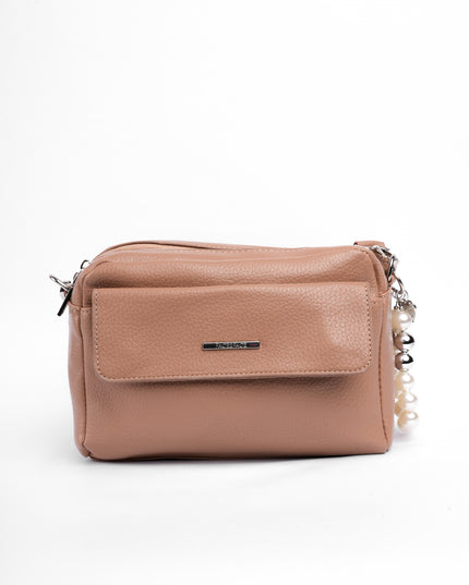 Bolso mediano camel con correa