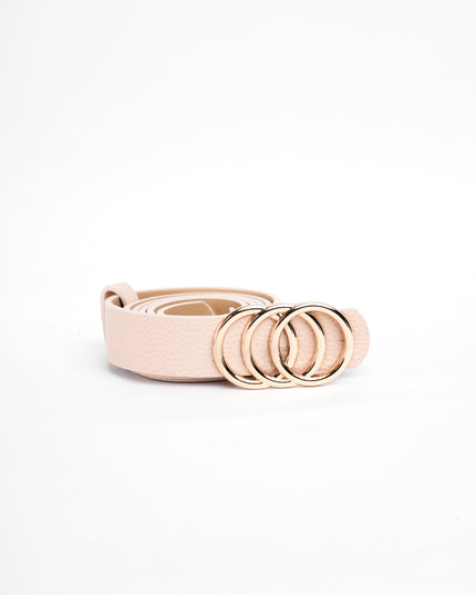 Cinturón beige doble hebilla redonda