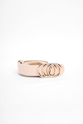 Cinturón beige doble hebilla redonda