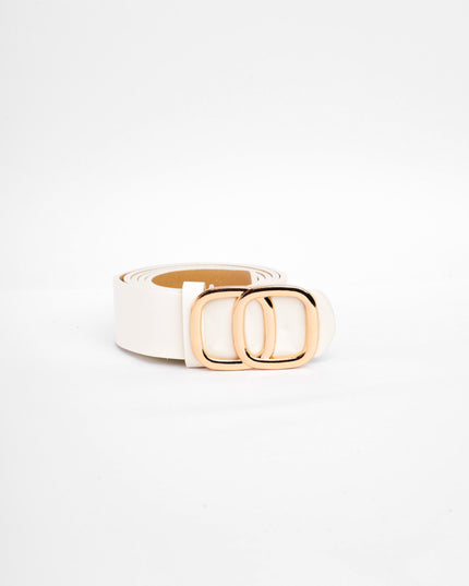 Cinturón blanco doble hebilla cuadrada